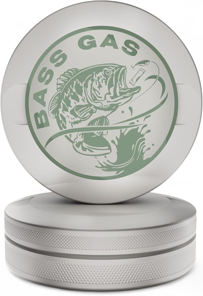 Edition 022: Bass Gas | Metal Can | Metal Container | Pouch Container | Small Storage Tin (Stone/Green Chrome)