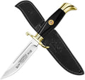 DISPATCH 250th Anniversary Commemorative Fixed Blade Knife 10.2'' Mirror Polished Stainless Steel Full Tang Blade with Dual Fullers Gold-Plated Guard &amp Pommel Resin Handle Composite Leather Sh