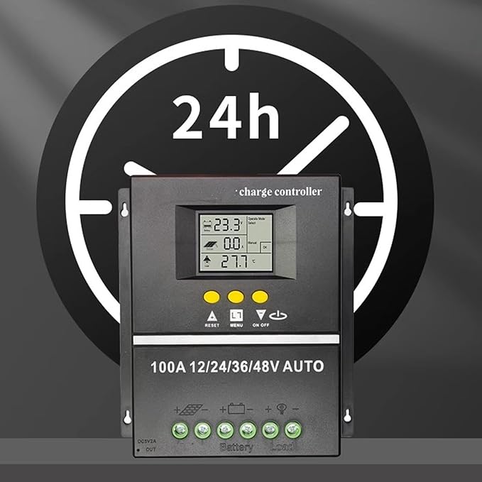 KIMISS MPPT Solar Charge Controller 100A 12V/24V/36V/48V Dual USB Ports &amp Backlit LCD Display Solar Panel Regulator Adaptive Solar System Monitor