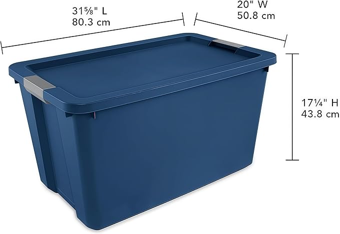 34-Gallon Heavy-Duty Storage Box with Lid - Large Plastic Container Suitable for Garage Outdoor Home and Storage Needs Blue