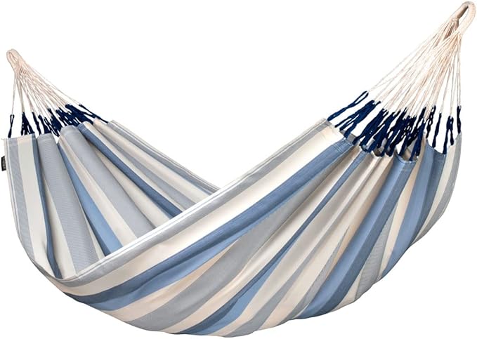 LA SIESTA Brisa Classic Hammock Handmade Weather-Resistant Tear-Resistant Hammock for Indoor &amp Outdoor Relaxation Size-Double - Sea Salt