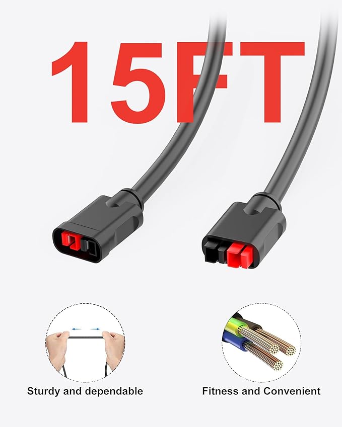 vhbw 15FT High Power Port Extension Cable Compatible with Goal Zero Nomad 200 Boulder 200 Briefcase Ranger 300 Briefcase HPP Solar Extension Cord Compatible with Goal Zero Yeti Power Stations
