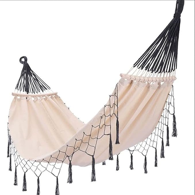 Portable Hammock Portable Tassel Hammock Anti-Rollover Camping Hammock Swing Bed for Outdoor for Backpacking Beach