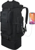 70L/100L Hiking Backpack with USB Charging Port Expandable Large Military Tactical Backpack Waterproof MOLLE Rucksack Travel Backpacking Daypack for Camping Climbing (Black)