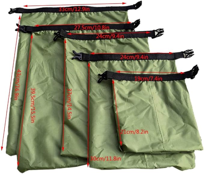 Waterproof Dry Bag Backpack 1.5L/2.5L/3.5L/4.5L/6L 5-Pack Dry Sack Stuff Sack Backpacking Gear Dry Bag Fanny Pack for Kayaking Boating Rafting Swimming Camping Hiking Fishing