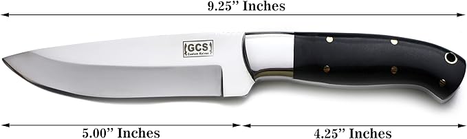 GCS Handmade D2 steel Hunting Knife G10 Handle Tactical Knife with Right Hand Cross Draw Buffalo leather Sheath for Hunting Camping Survival and EDC GCS 194