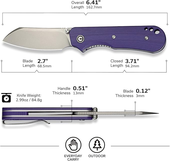 CIVIVI Crabby Pocket Knife EDC Folding Knife for Men Women with Swedish 14C28N Blade Contoured G10 Handle Designed by Ken Onion Jr. C24055-2