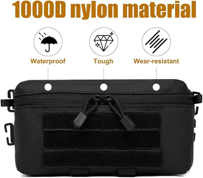 Tactical Molle Admin Pouch Waterproof Utility Tool Pouch Gadget Storage Bag with Hook&ampLoop Fastener for Backpacks ﻿