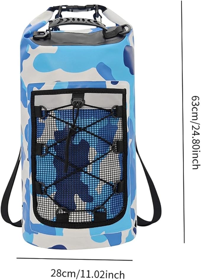 pistro Waterproof Dry Bag 20L Backpack with Handle for Travel Hiking Fishing Boating Rafting- Blue