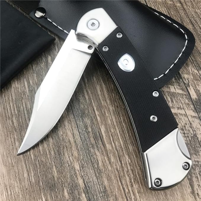 HUAAO 3'' 440C Clip Point Blade Black G10 Handle Back Lock Folder OpeningCamping EDC Tool Folding Pocket Knife Everyday CarryGift for Men