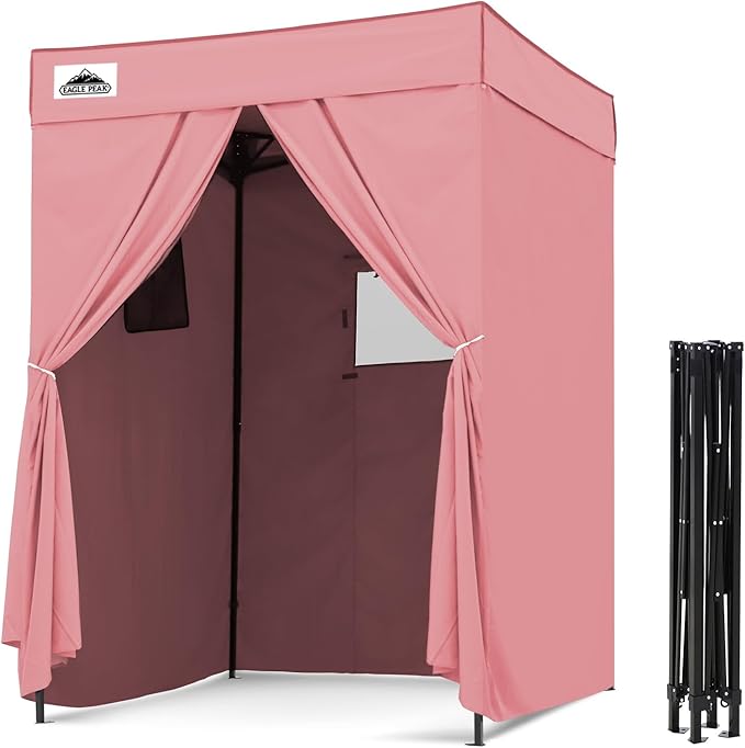 EAGLE PEAK Flex Compact 5x5 Pop-up Canopy Changing Room Portable Privacy Dressing Room for Indoor Fashion Photoshoots Camping or Pool Pink