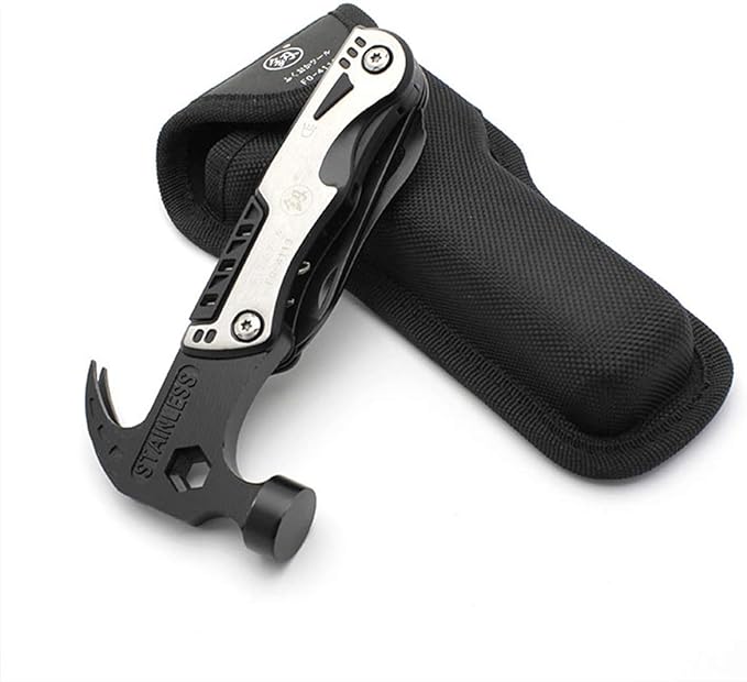 Hammer Multi-functional Tool 14 In 1 Kit for Car Emergency Camping Household (Hammer Bottle Opener Survival Camping Knife Hand Saw) Stainless Steel