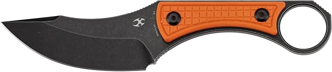 KANSEPT Niko Fixed Blade Knife 3.54'' Blackwash D2 Sharp Blade with Orange G10 + Frag Pattern Handle Adjustable Kydex Sheath for Edc Hunting Survival Camping G004A10
