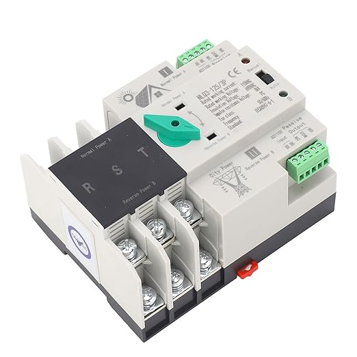 3P 110VPower Automatic Transfer Switch 100A Din Rail Type Mini ATS Backup Emergency Power Electrical Selector Generator Changeover Switch