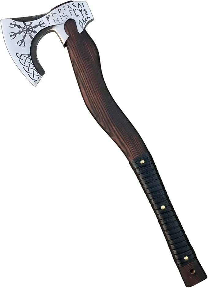 [OLDZ CRAFTZ] Hand-Forged Viking Axe with Sheath Hatchet with Sheath Axe for Men Survival Axe Viking Bearded Camping Axe Best Gift Axe