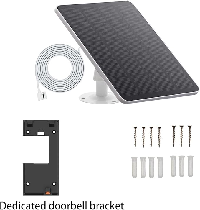 Solar Charge Compatible with Ring Battery Doorbell with a USB-C Power Connector.Ring Solar Charger for Battery Doorbell（White）