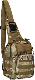 Tactical Crossbody Military Sling Bag Waterproof Oxford Shoulder Bag MOLLE Chest Bag Assault Back Pack One Strap Backpack for Outdoor Camp Hiking Cycling Running CP Camo