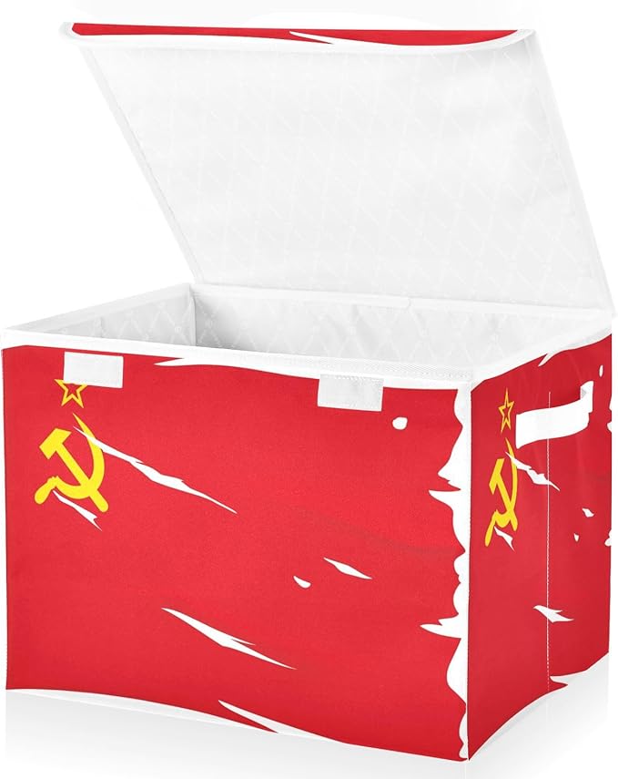 Soviet Union Flag Union Of Soviet Socialist Republics National Storage Box with Lid Foldable Organizing Bins Clothing