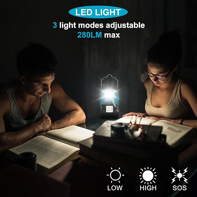 DC 18V to AC 110V Power Inverter Compatible with Makita 18V Battery 200W Portable Modified Sine Wave Power Inverter Converter with LED Light USB and Type-C Port(No Battery)
