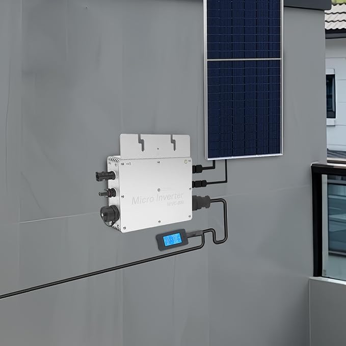 Solar Power Inverter 800W Solar Powered Inverter with LCD Display 22-50VDC 120V (90-140VAC) &amp 230V (170-260VAC) for Commercial Areas Power Plants and Schools (Silver)