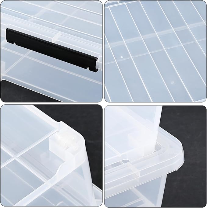 40 Quart Plastic Underbed Storage Box Large Clear Shallow Box with Wheels Set of 3