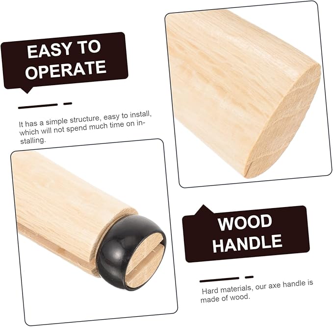 ibasenice 2set Wooden Axe Handle for Camping Axe Handle Replacement Easy Install Accessory