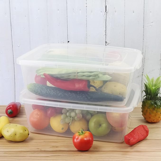 Plastic Latching Box Multi-Purpose 16 Quart Clear Storage Bin 2 Packs