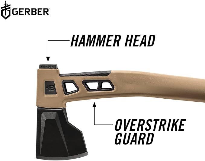 Gerber Camping and Outdoor Axe Includes Holster with Paracord and Storage Compartment Bushcraft Axe Hardened Steel with PTFE Coating Brown 31-003780