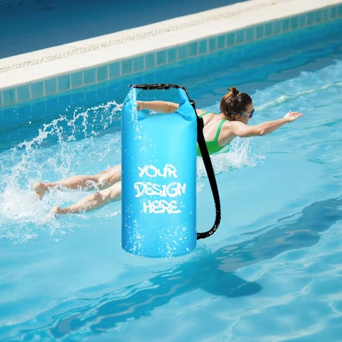 Custom Waterproof Dry Bag 40L–100L Personalized Logo/Text Roll Top Dry Sack for Kayak Boat (White)