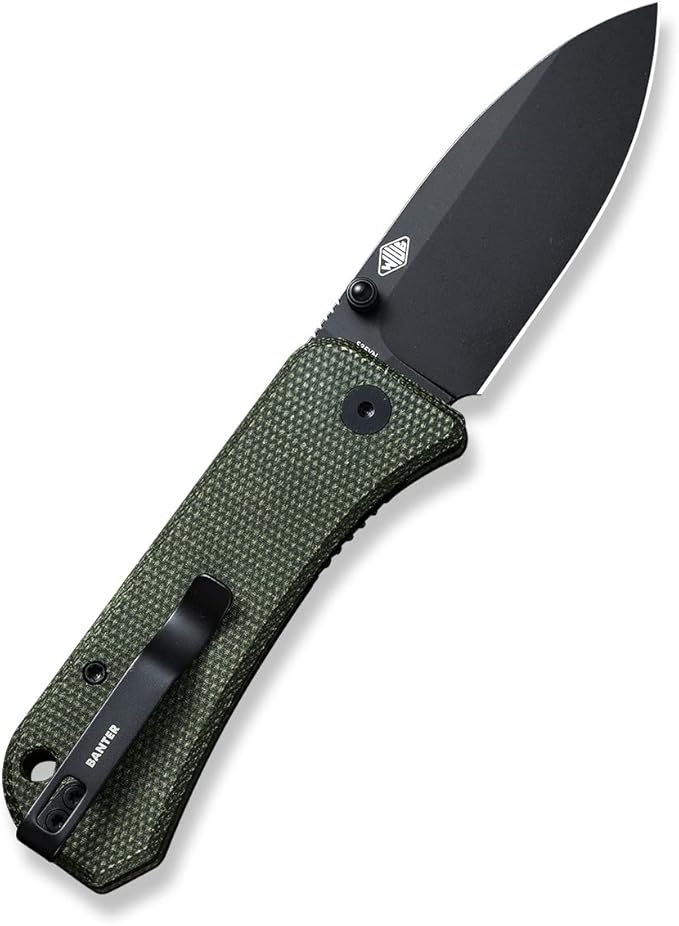 WeKnife Banter Pocket Knife for EDC Ben Petersen Folding Knife with 2.9”S35VN Blade Green Micarta Handle Titanium Thumb Stud Opener 2004J (Green)
