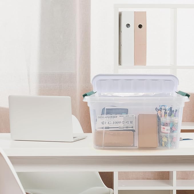 6-Pack 20 L Plastic Storage Box Clear Latch Storage Box with Lids