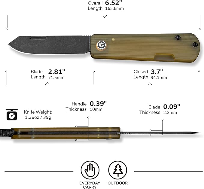 CIVIVI Slip Joint Pocket Knife Slippy Sendy Folding Knife for EDC Camping Daily Use Perfect Gifts for Men Women C24075A-1