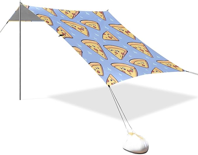 ALAZA Blue Star Pizza Pattern Beach Tent Sun Shelter Portable Canopy Sunshade for Outdoor Camping Picnics Backyard Fun 10x9 ft