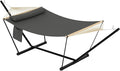 Double Hammock with Stand - Heavy Duty Portable 2 Person Design with Adjustable Steel Stand Max 450LBS Ideal for Outdoor Patio Garden Beach &amp Backyard