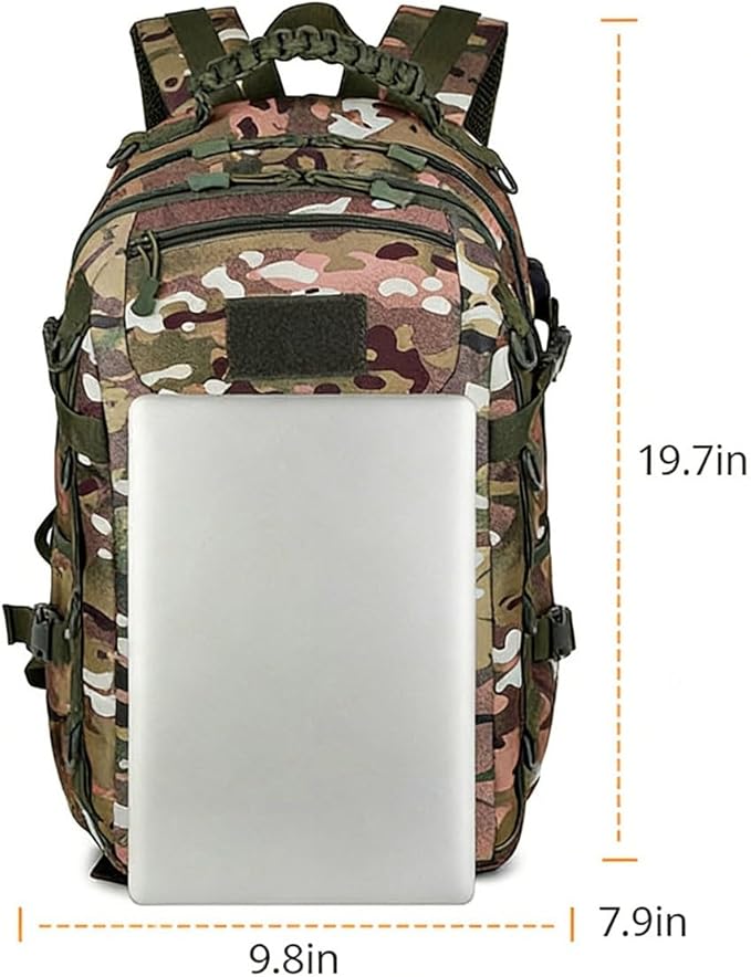LINGYUE Tactical Backpack Bagpack Waterproof Hiking With USB Port 14 Laptop Compartment For Outdoor Camping Travel(E)
