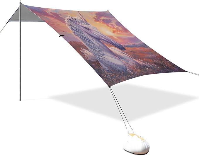 ALAZA Unicorn at Sunset Beach Tent Sun Shelter Portable Canopy Sunshade for Outdoor Camping Picnics Backyard Fun 10x9 ft