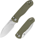 Kizer Drop Bear 2 Pocket Knife 2.92 AEB-L Drop Point Blade Folding Knife with Olive Green G10 Handle Button Liner Lock EDC Knives with Jimping on Spine for Men Women V3619.2CD2