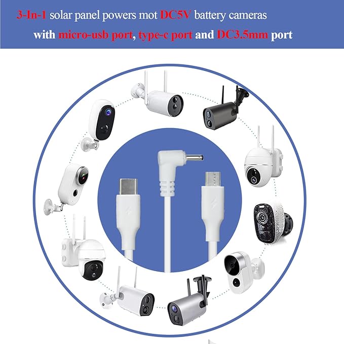 5W Solar Panels for Security Cameras - Compatible with Ring Spotlight Cam(Battery) Ring Stick Up Cam Battery - 9.8 Ft Charging Cable - 2PACK (Not for Spotlight Plus/Pro)