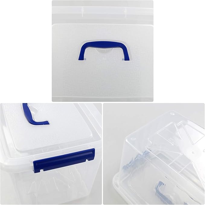 Morcte 10 L Plastic Lidded Storage Bin Clear Storage Box Pack of 6