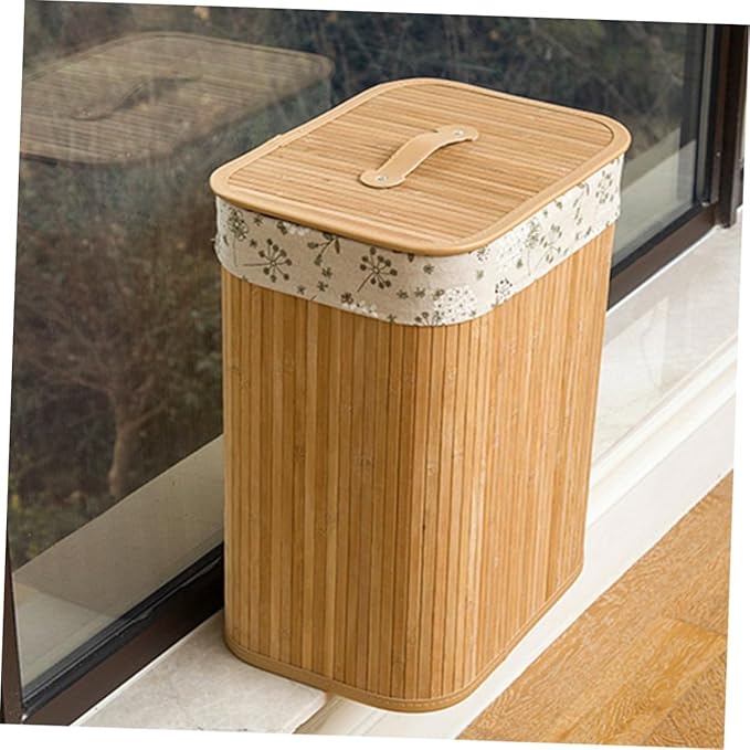 LABRIMP Large Woven Laundry Basket Lid Storage Bucket for Clothes Folding Cover Design