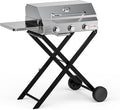 BBQ Gas Grill 3-Burner with Foldable Cart &amp Side Table Premium Portable Propane Grill with 22 Cooking Grate for Outdoor Patio Backyard Barbecue Camping Tailgating RV Stainless Steel Classic GS