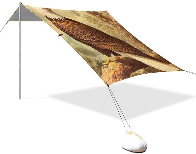 ALAZA Vintage American Eagles Bird Beach Tent Sun Shelter Portable Canopy Sunshade for Outdoor Camping Picnics Backyard Fun 10x9 ft