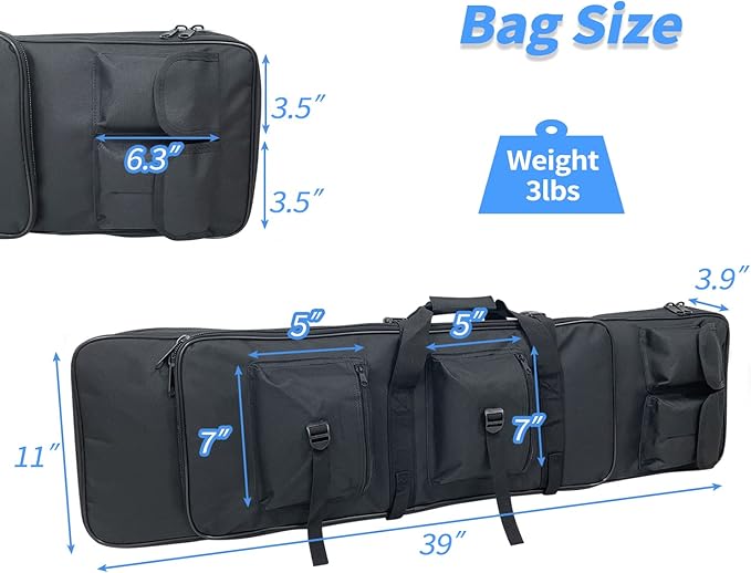 Sutekus Tactical Double Rifle Case Gun Case Padded Rifle Storage Backpack Integrated Pistol and Magazine Storage (3 Sizes 2 color)