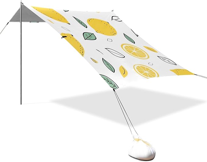 ALAZA Lemons and Lemon Slices Beach Tent Sun Shelter Portable Canopy Sunshade for Outdoor Camping Picnics Backyard Fun 10x9 ft