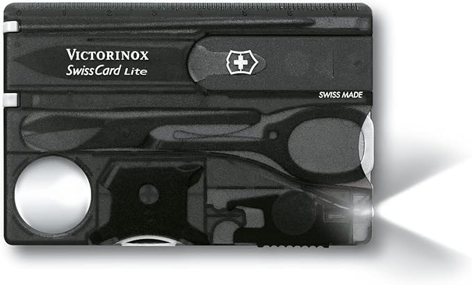 Victorinox Swiss Pocket Knife Swiss Card Lite 13 Functions Multi Tool with Blade Screwdriver 5 mm Scissors Black