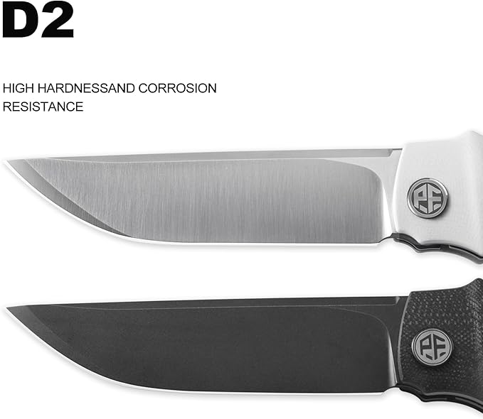 Petrified fish PFB04 Tena Folding Knife 3.82 D2 Black Stonewashed Blade Carbon Fiber Handle Pocket Knife for EDC Camping Outdoor (Carbon Fiber Black Stonewashed)