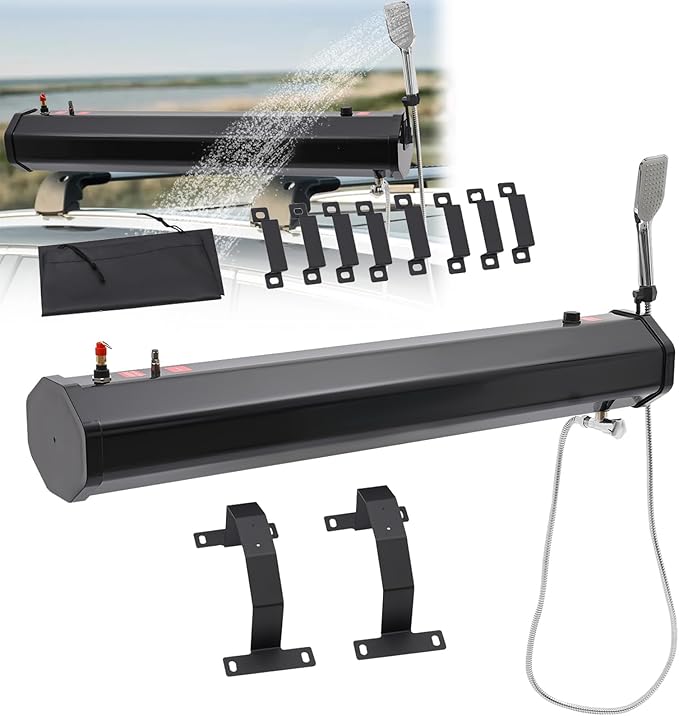 LYNICESHOP Portable Road Shower 5.28 Gallon Roof Mount Solar Water Heater with 1.6 Bar Pressure Shower Head Outdoor Camping Shower for Surfing Off-Road Vehicle