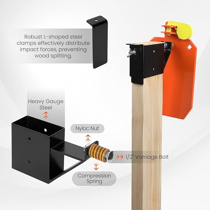 AR500 3/8 inch Hostage Reactive Shooting Targets 12'' x 7 Thick Steel Target Stand System with 2x4 Target Stand Kit(Orange)