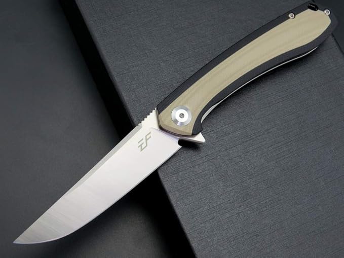 Eafengrow EF947 EDC D2 Folding Knife G10 Handle Ball Bearing Folder with Locking Liner EDC Flipper Knife with Pocket Camping Hiking Survival Outdoor tool(DESERT)