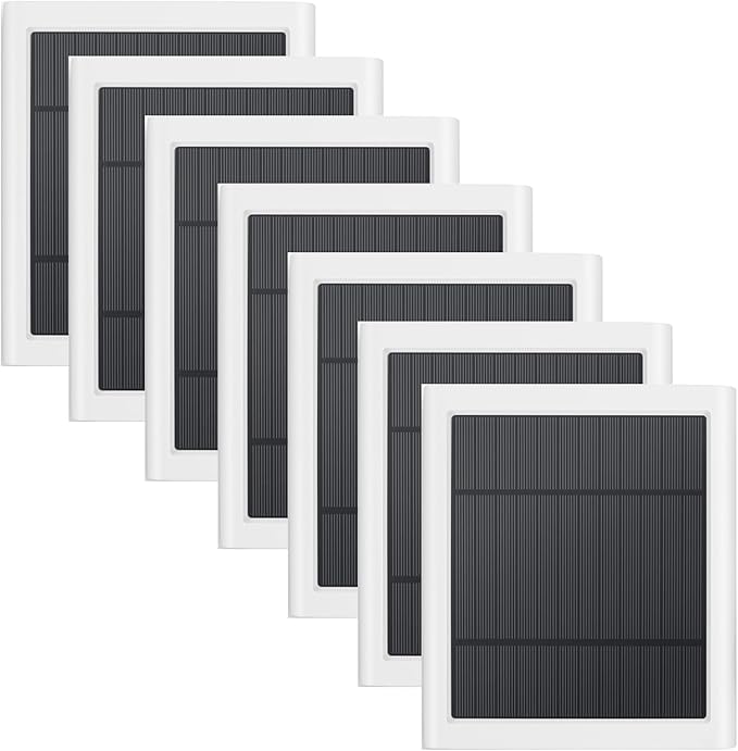 7 Pack IP65 Solar Panel for Rings Camera 4W Solar Charger Compatible with Rings Spotlight &ampAll-New Stick Up Outdoor Cam Battery 10ft Long Cable with USB-C to Barrel Plug Adapter